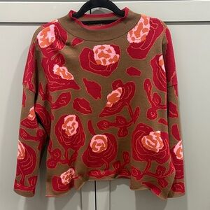 Floral Patterned Sweater in Red and green